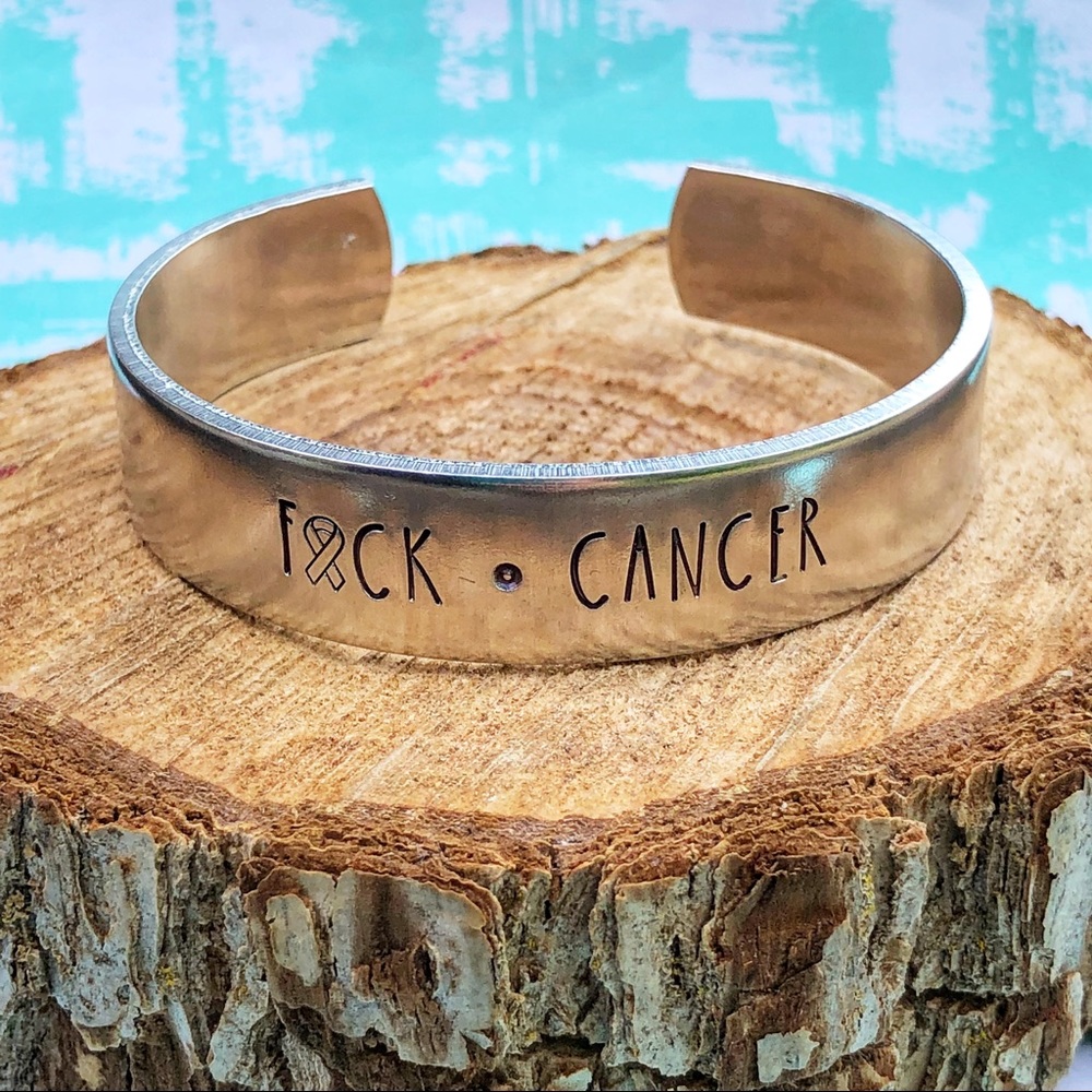 🆕 F*ck Cancer Aluminum Handstamped Bracelet